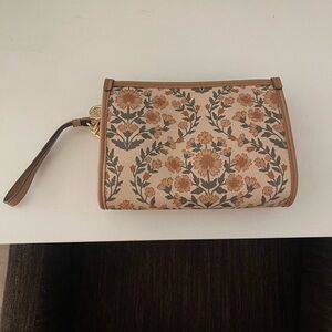 Anne Klein Floral Tan Wristlet Clutch